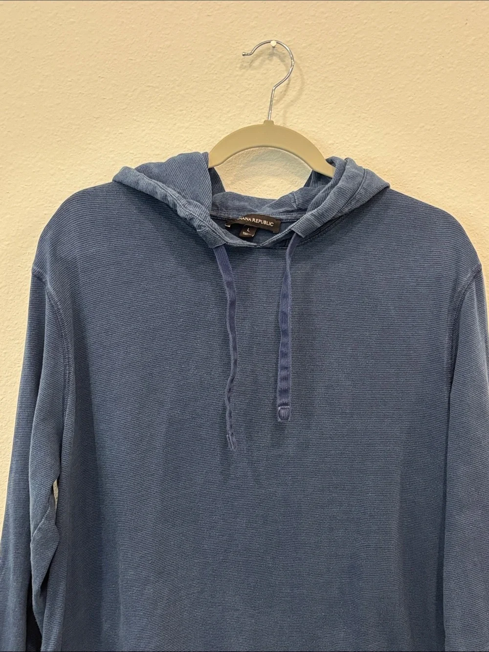 Banana Republic Men's Cotton Navy Blue Hooded Long-Sleeve Pullover Size L